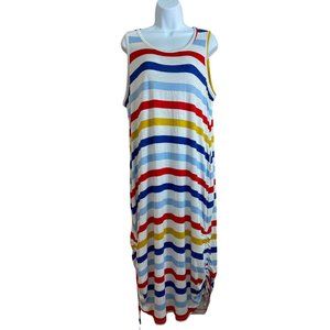 Lane Bryant Multicolor Striped Maxi Dress Sz 14/16 Long Sleeveless Beach Casual